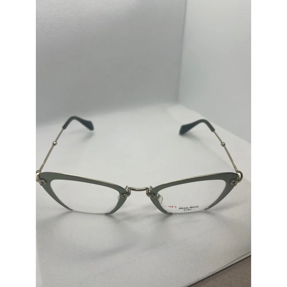 Miu Miu VMU54O Cat Eye Glasses‎ Frames Designer Eyeglasses Gold Green Womens